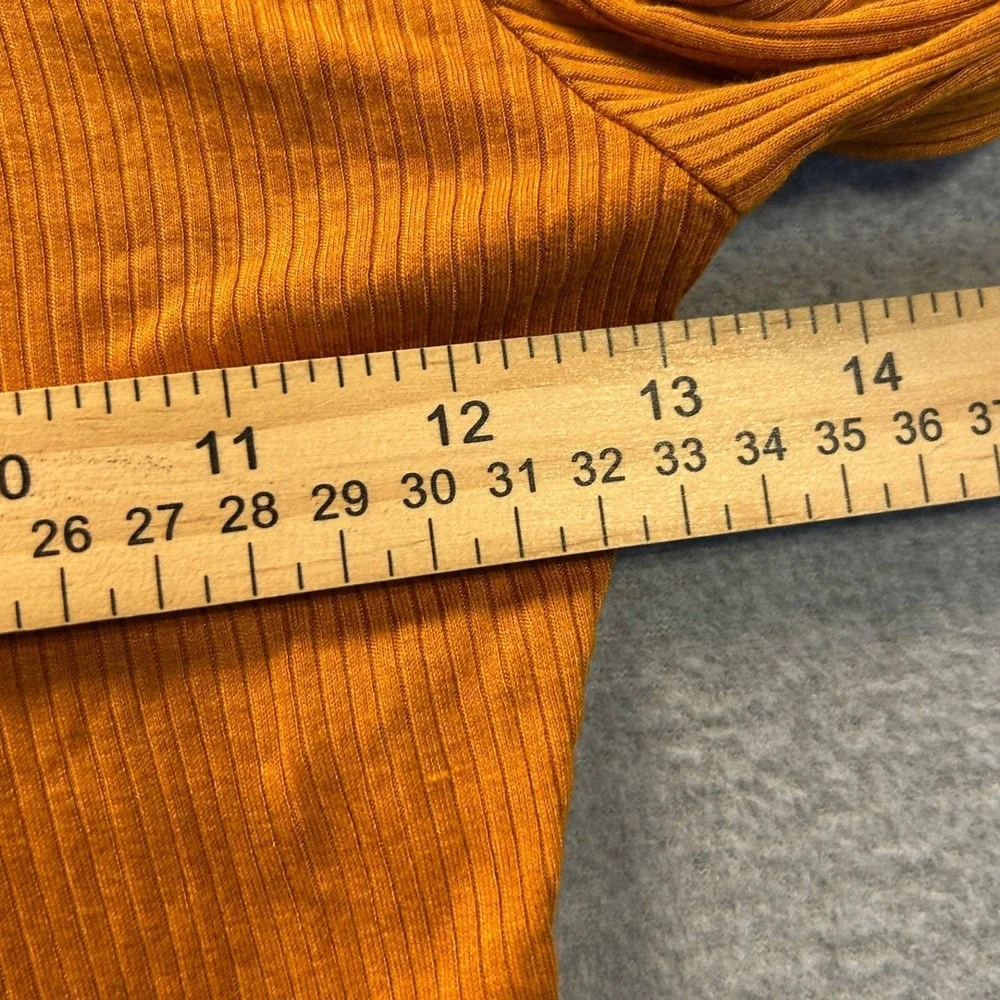 Forever 21 Mock Neck Bodysuit Womens Small Mustard Ribbed Long Sleeve Fitted